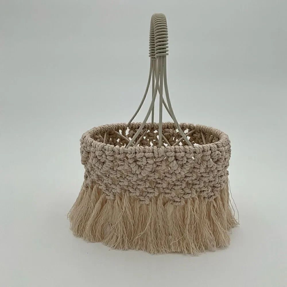 Custom Handmade Macrame metal basket